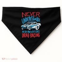 Never Underestimate An Old Man Who Loves Drag Racing USA-Made Doggie Bandana thumb 0