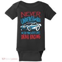 Never Underestimate An Old Man Who Loves Drag Racing Baby Bodysuit thumb 0