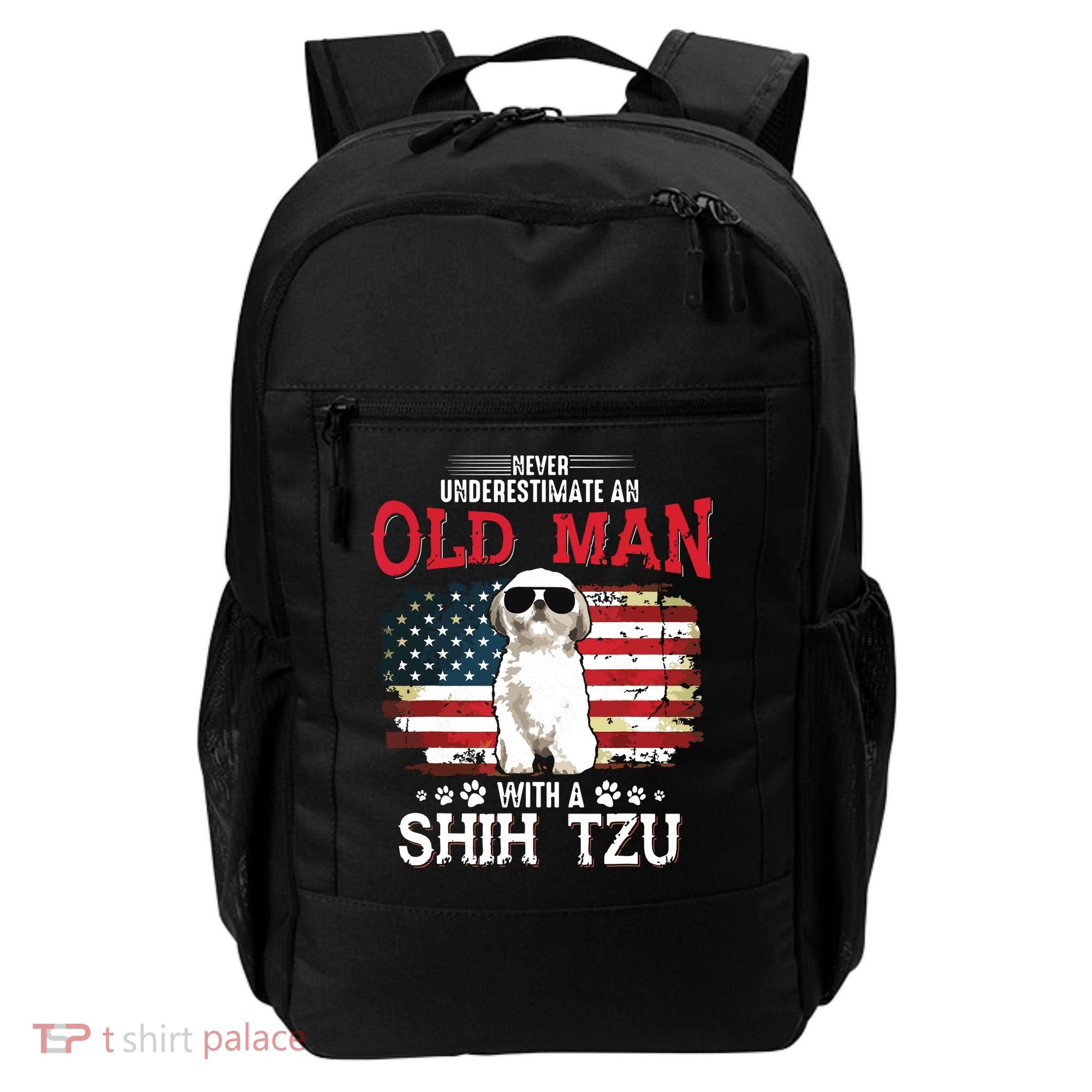 Never Underestimate An Old Man With A Shih Tzu Costume Gift Backpack