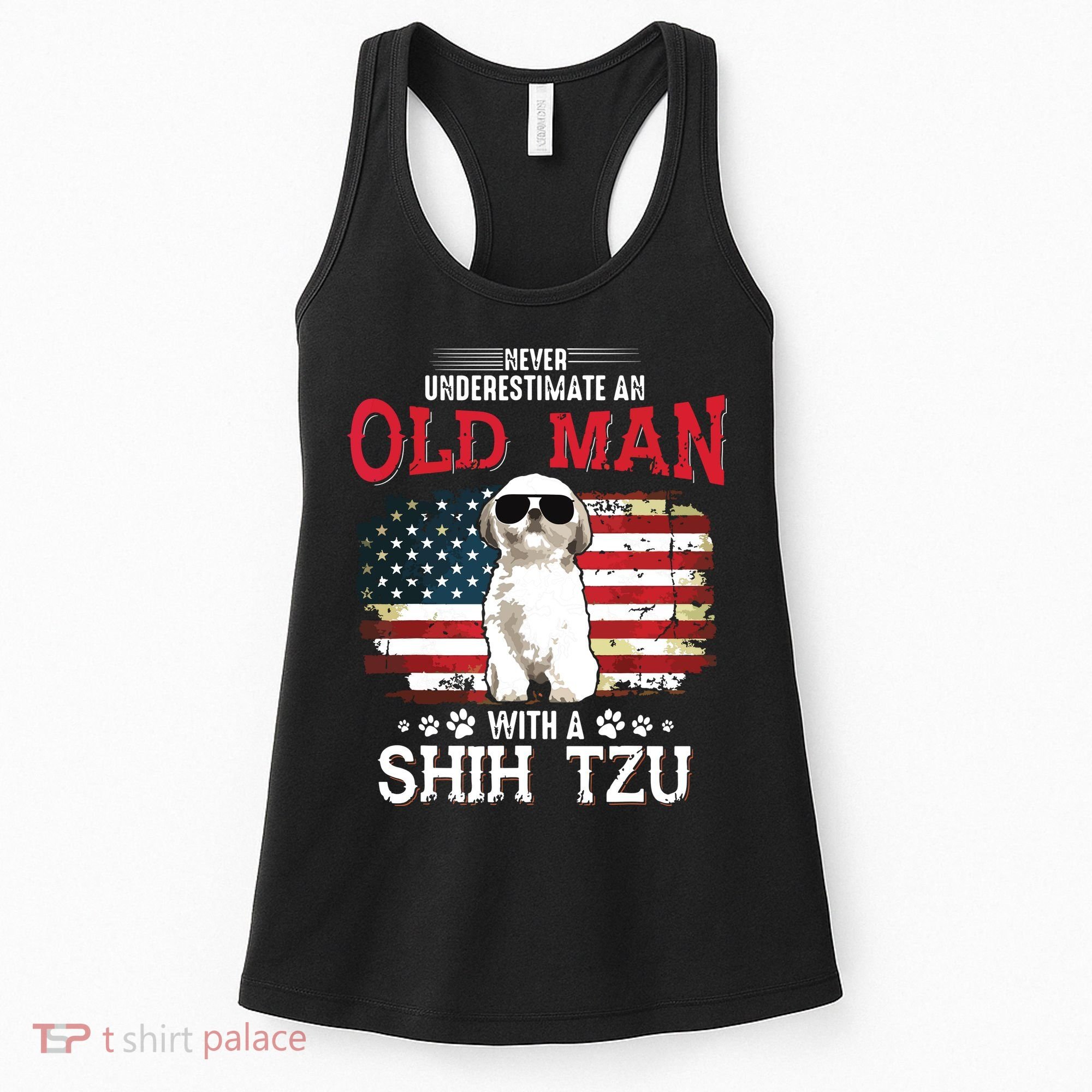 Never Underestimate An Old Man With A Shih Tzu Costume Gift Women's Tank Top