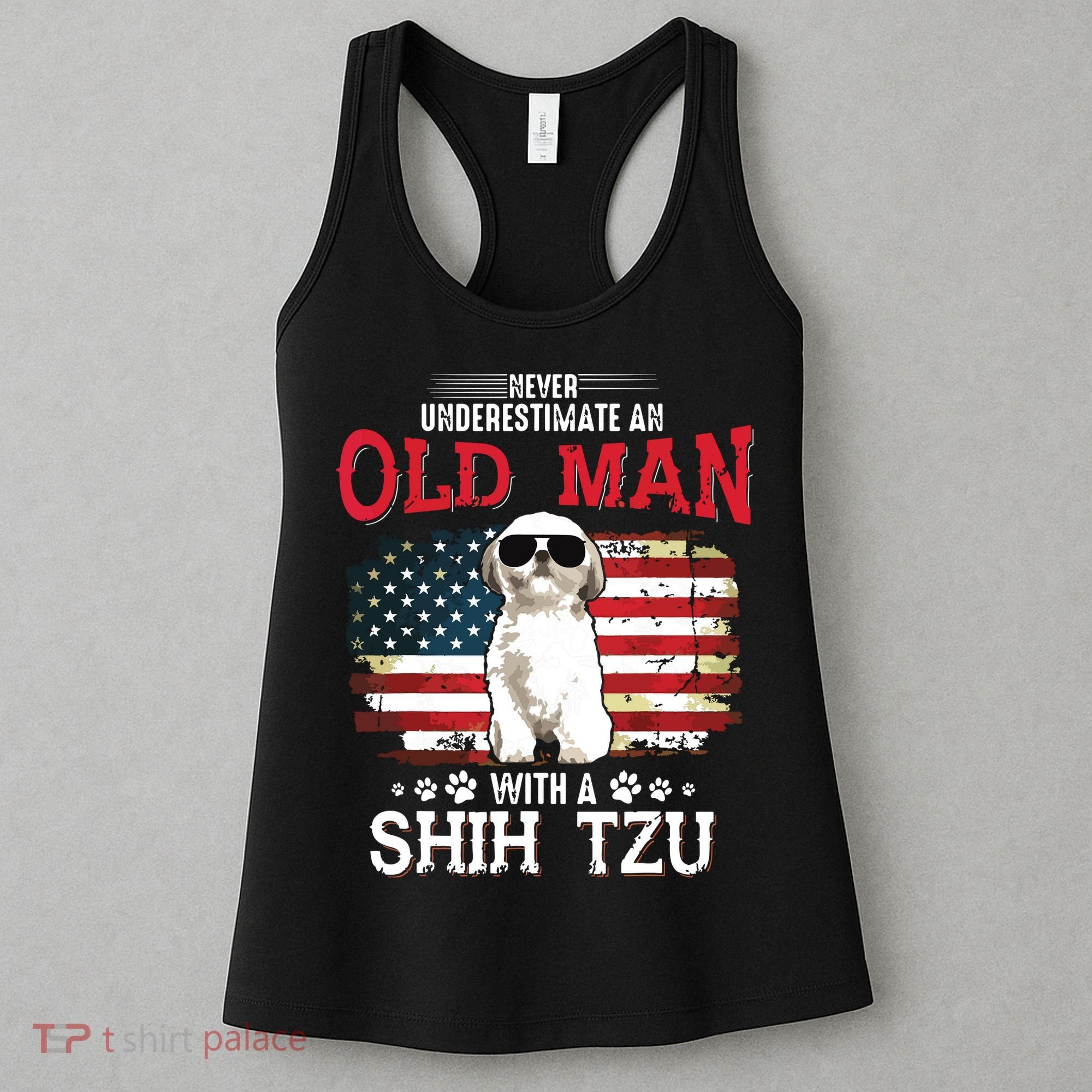 Never Underestimate An Old Man With A Shih Tzu Costume Gift Women's Tank Top