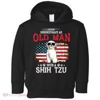 Never Underestimate An Old Man With A Shih Tzu Costume Gift Toddler Hoodie thumb 0