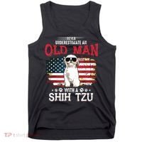 Never Underestimate An Old Man With A Shih Tzu Costume Gift Tank Top thumb 0