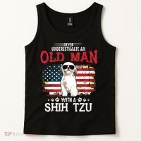 Never Underestimate An Old Man With A Shih Tzu Costume Gift Tank Top thumb 2