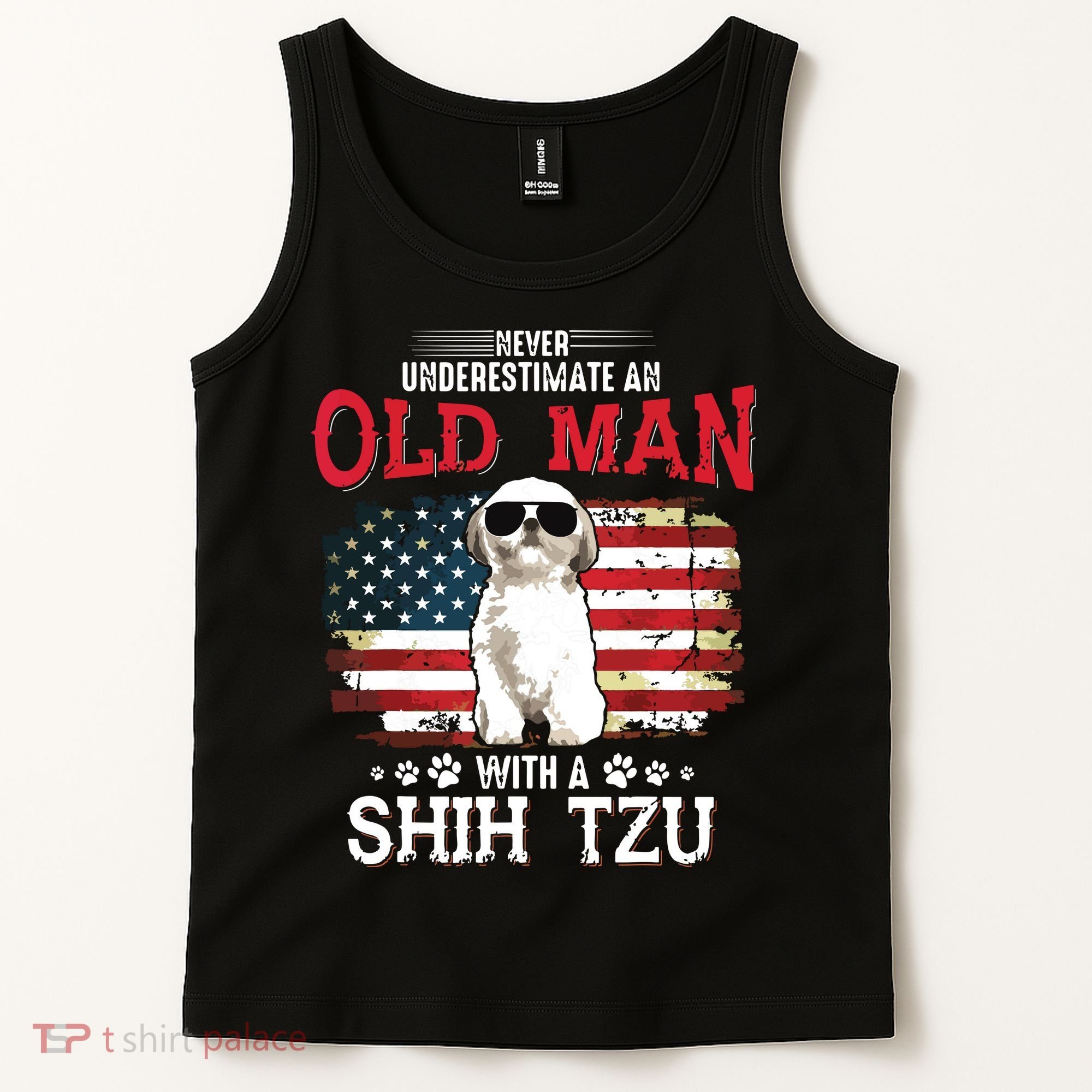 Never Underestimate An Old Man With A Shih Tzu Costume Gift Tank Top