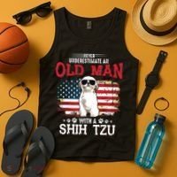 Never Underestimate An Old Man With A Shih Tzu Costume Gift Tank Top thumb 4