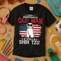 Never Underestimate An Old Man With A Shih Tzu Costume Gift Kids T-Shirt thumb 3