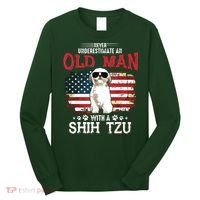 Never Underestimate An Old Man With A Shih Tzu Costume Gift Long Sleeve Shirt thumb 0