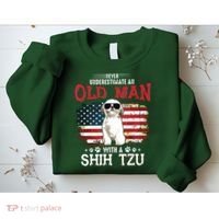 Never Underestimate An Old Man With A Shih Tzu Costume Gift Sweatshirt thumb 2