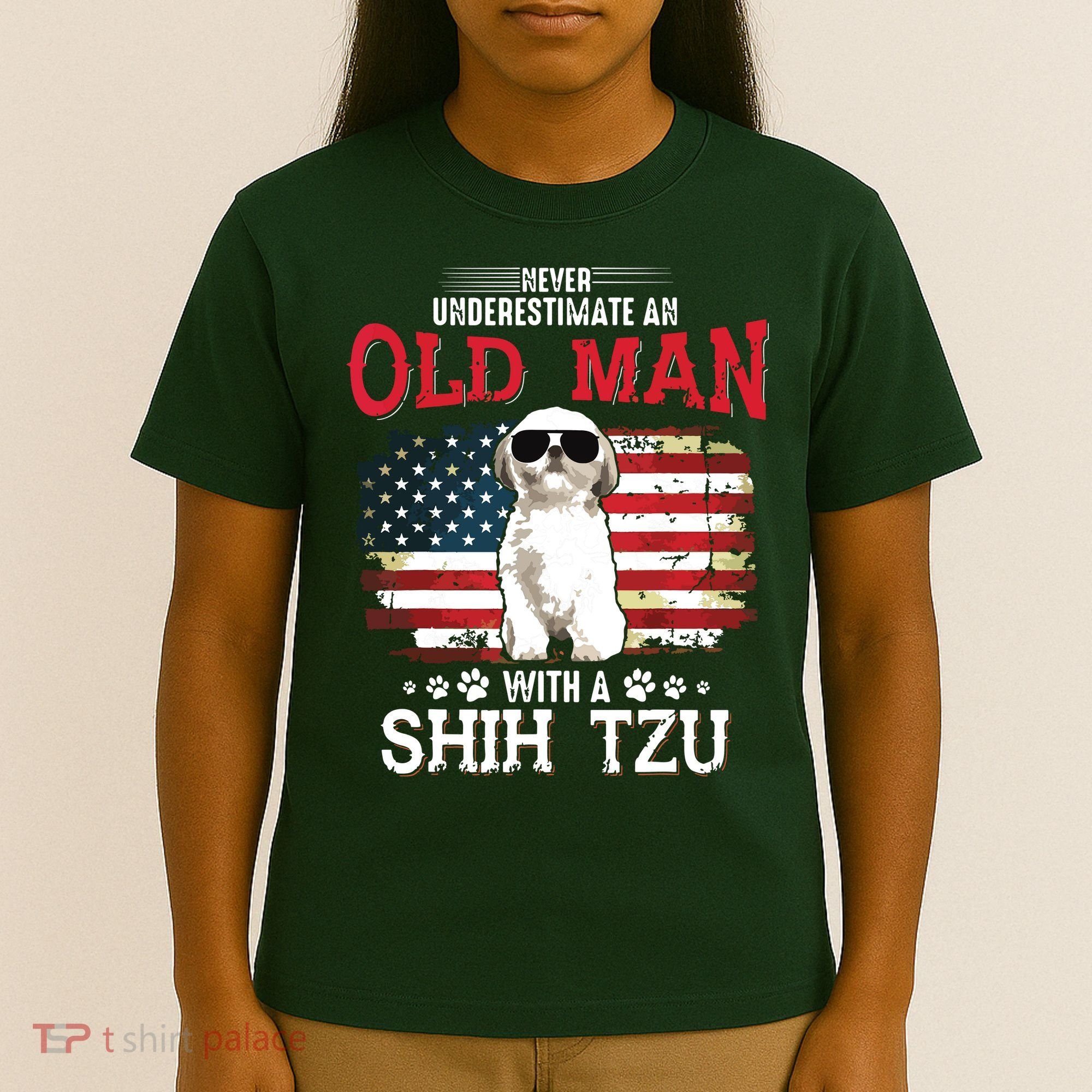 Never Underestimate An Old Man With A Shih Tzu Costume Gift T-Shirt