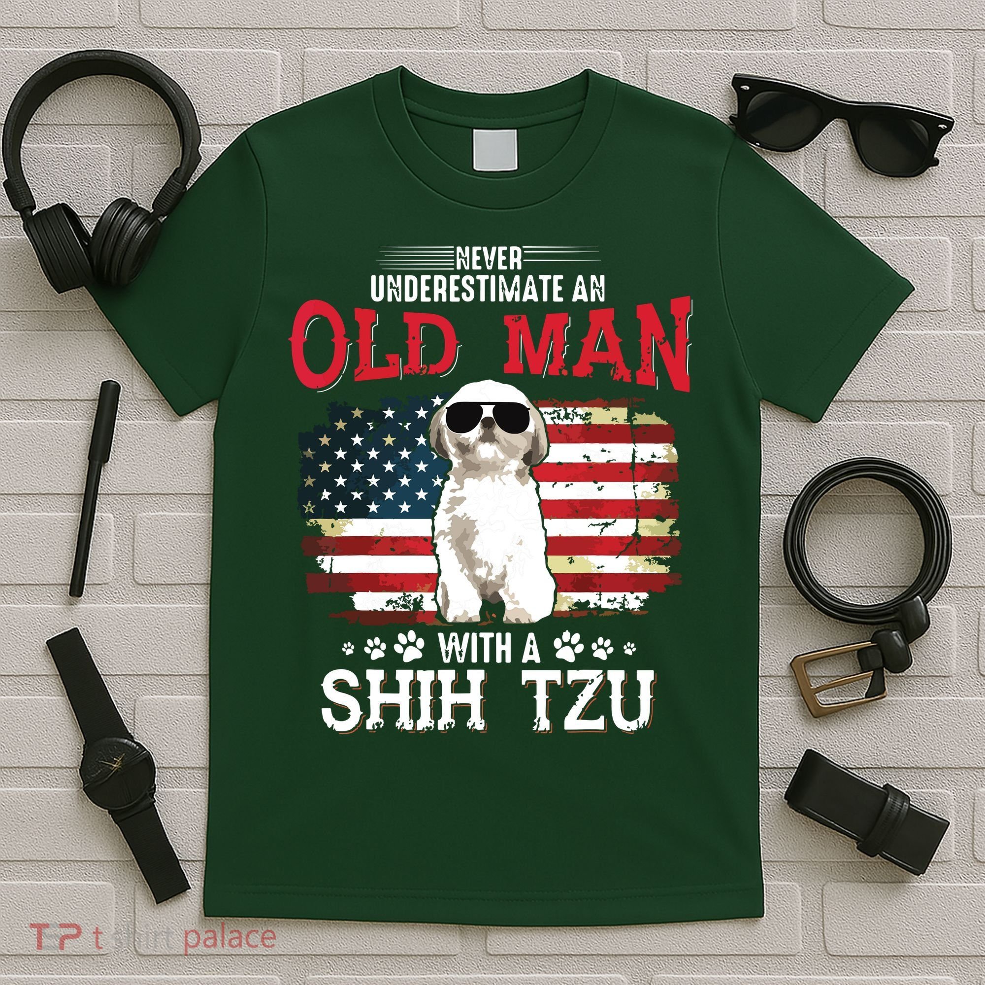 Never Underestimate An Old Man With A Shih Tzu Costume Gift T-Shirt