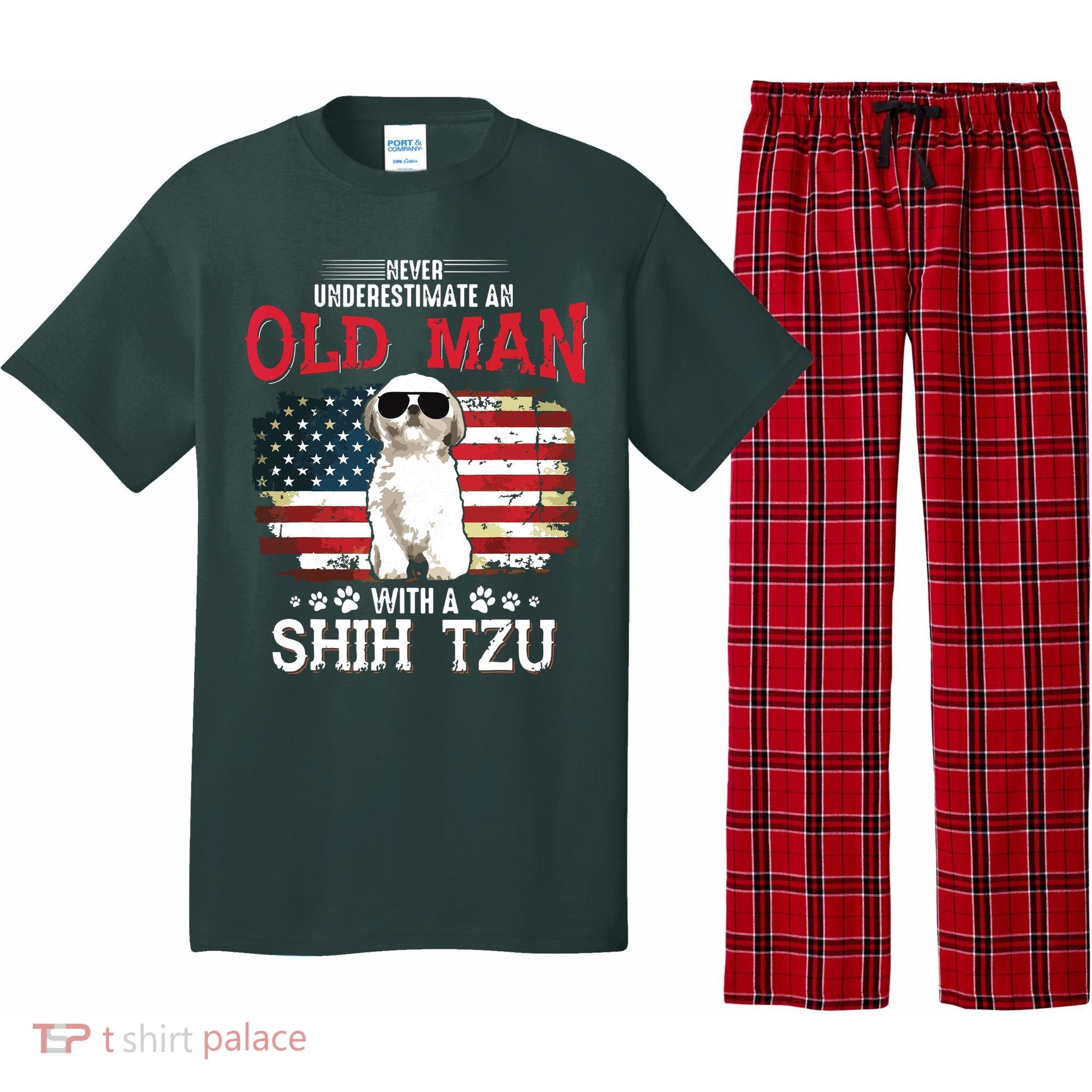 Never Underestimate An Old Man With A Shih Tzu Costume Gift Pajama Set