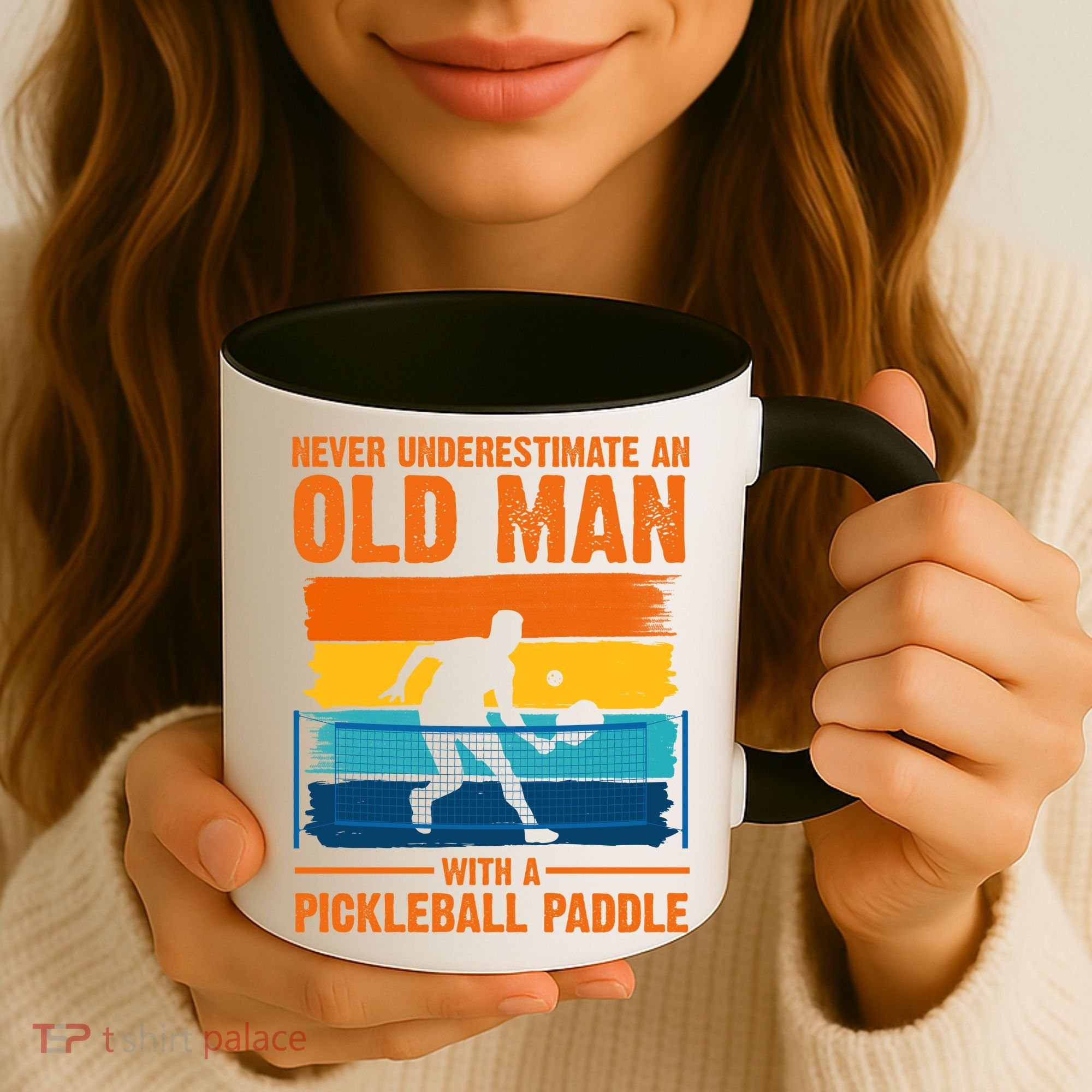Never Underestimate An Old Man With A Pickleball Paddle Coffee Mug