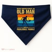 Never Underestimate An Old Man With A Pickleball Paddle USA-Made Doggie Bandana thumb 0