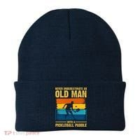 Never Underestimate An Old Man With A Pickleball Paddle Beanie thumb 0