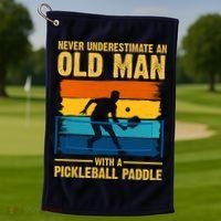 Never Underestimate An Old Man With A Pickleball Paddle Golf Towel thumb 1