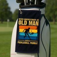 Never Underestimate An Old Man With A Pickleball Paddle Golf Towel thumb 2