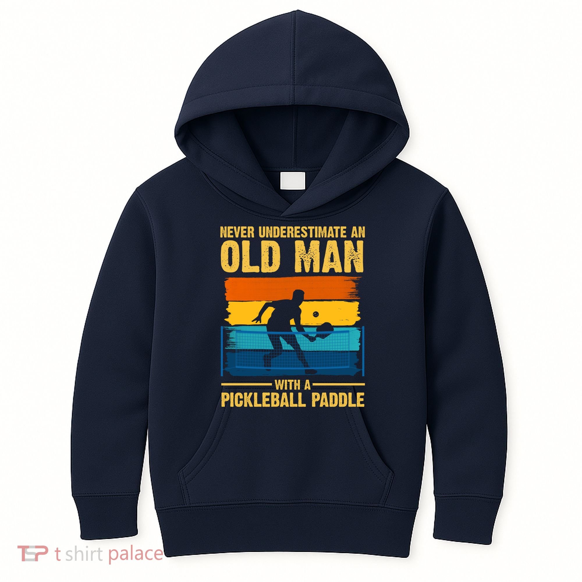 Never Underestimate An Old Man With A Pickleball Paddle Kids Hoodie