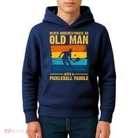 Never Underestimate An Old Man With A Pickleball Paddle Kids Hoodie thumb 4