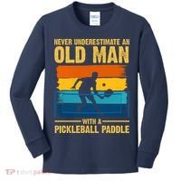 Never Underestimate An Old Man With A Pickleball Paddle Kids Long Sleeve Shirt thumb 0