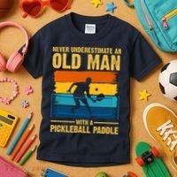Never Underestimate An Old Man With A Pickleball Paddle Kids T-Shirt thumb 3