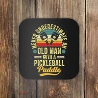 Never Underestimate An Old Man With A Pickleball Paddle Coaster thumb 0