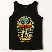 Never Underestimate An Old Man With A Pickleball Paddle Tank Top thumb 2