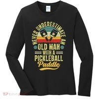 Never Underestimate An Old Man With A Pickleball Paddle Women's Long Sleeve Shirt thumb 0