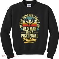 Never Underestimate An Old Man With A Pickleball Paddle Kids Sweatshirt thumb 0