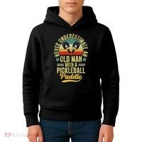 Never Underestimate An Old Man With A Pickleball Paddle Kids Hoodie thumb 4