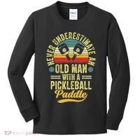 Never Underestimate An Old Man With A Pickleball Paddle Kids Long Sleeve Shirt thumb 0