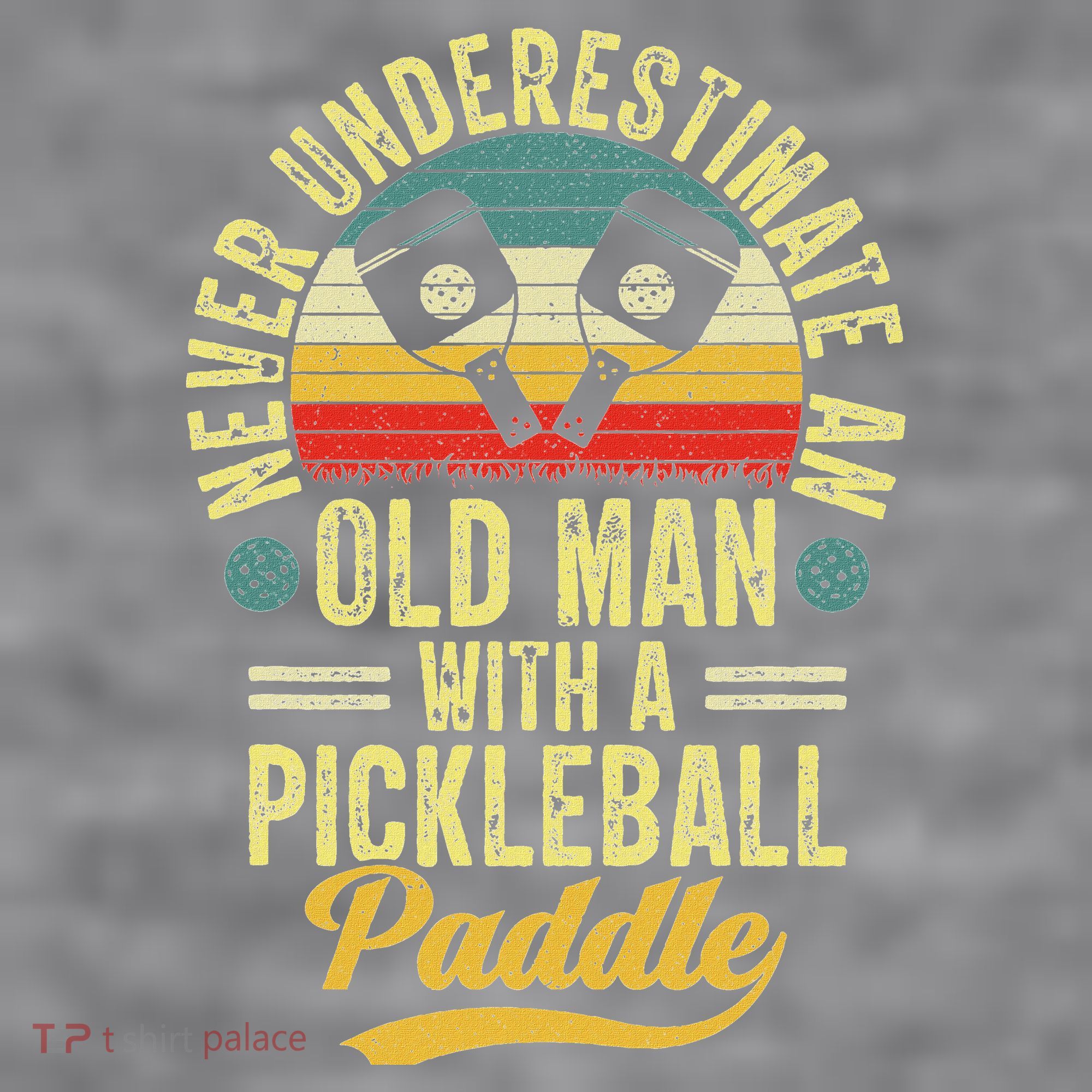 Never Underestimate An Old Man With A Pickleball Paddle Women's Racerback Cropped Tank