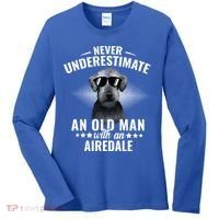 Never Underestimate An Old With Airedale Terrier Gift Women's Long Sleeve Shirt thumb 0