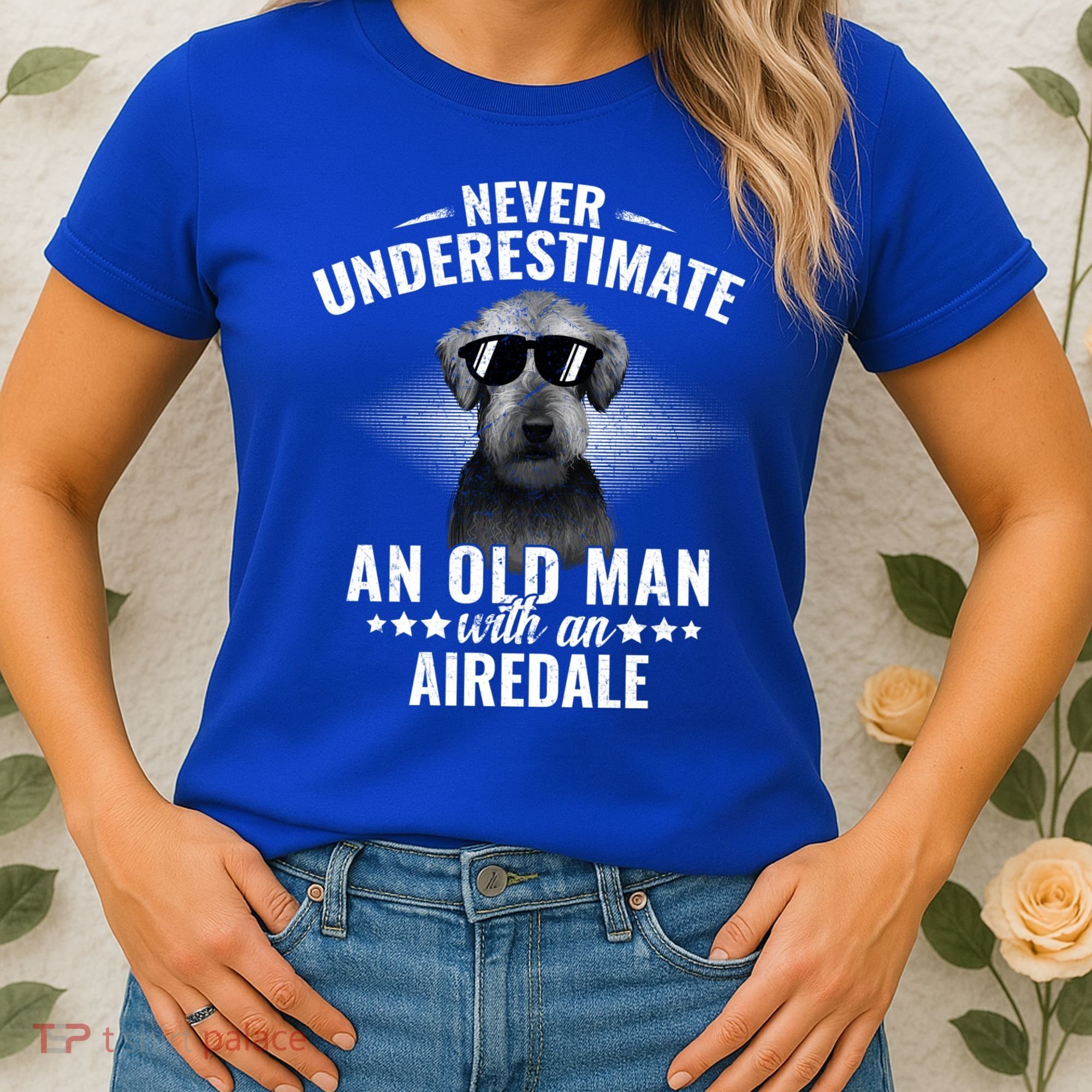 Never Underestimate An Old With Airedale Terrier Gift Women's T-Shirt
