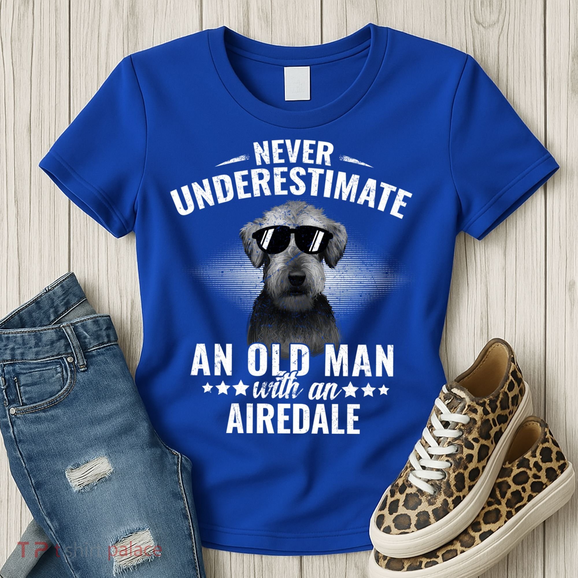 Never Underestimate An Old With Airedale Terrier Gift Women's T-Shirt