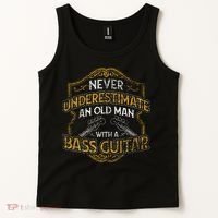 Never Underestimate An Old Man With A Bass Guitar Tank Top thumb 2
