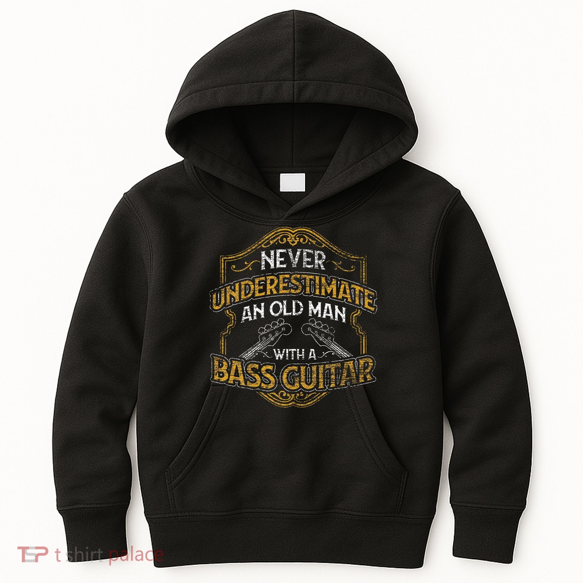 Never Underestimate An Old Man With A Bass Guitar Kids Hoodie