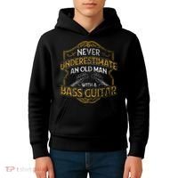 Never Underestimate An Old Man With A Bass Guitar Kids Hoodie thumb 4