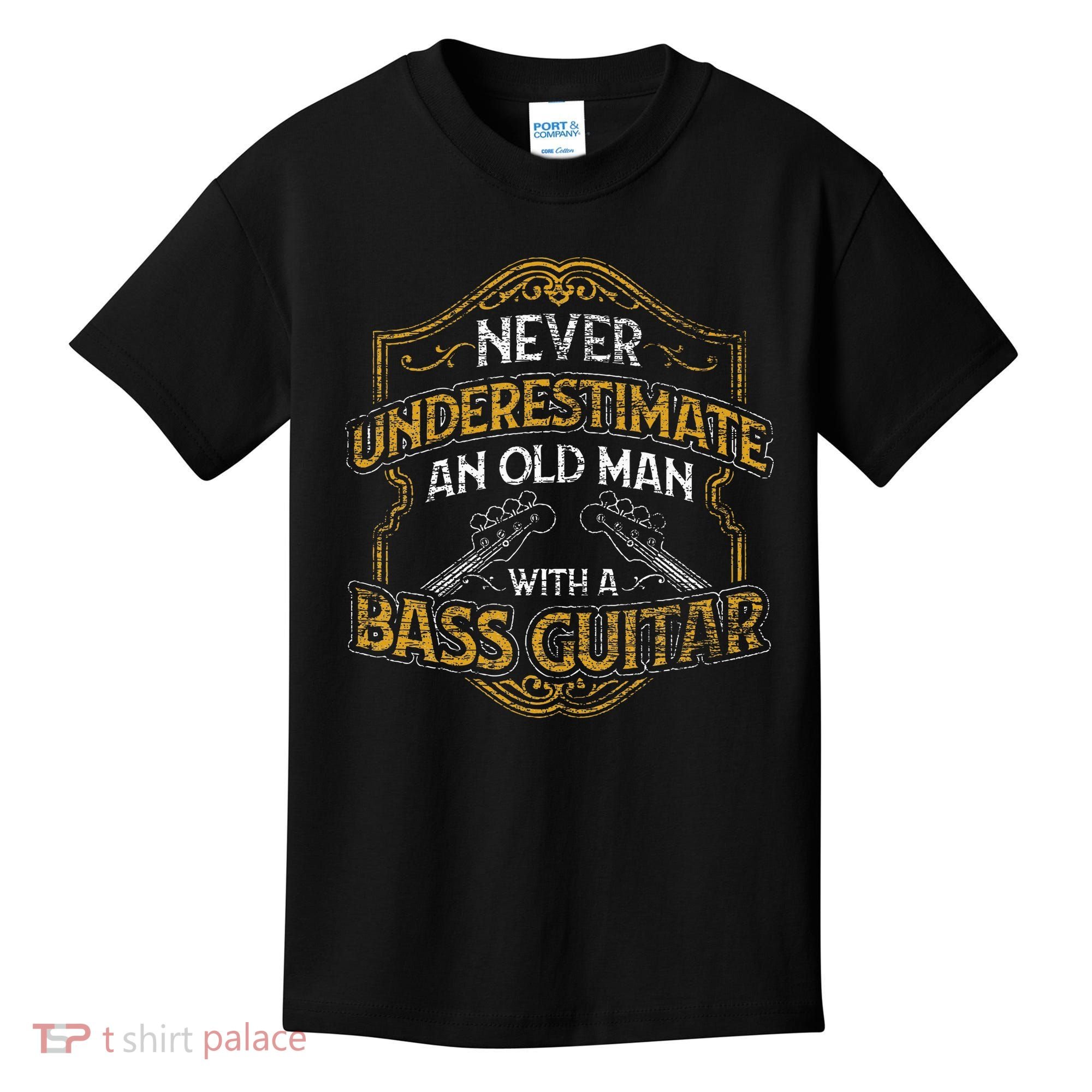 Never Underestimate An Old Man With A Bass Guitar Kids T-Shirt