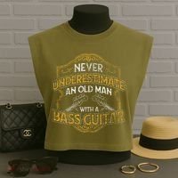 Never Underestimate An Old Man With A Bass Guitar Garment-Dyed Women's Muscle Tee thumb 3