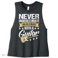 Never Underestimate An Old Man With A Guitar Guitar Women's Racerback Cropped Tank thumb 0