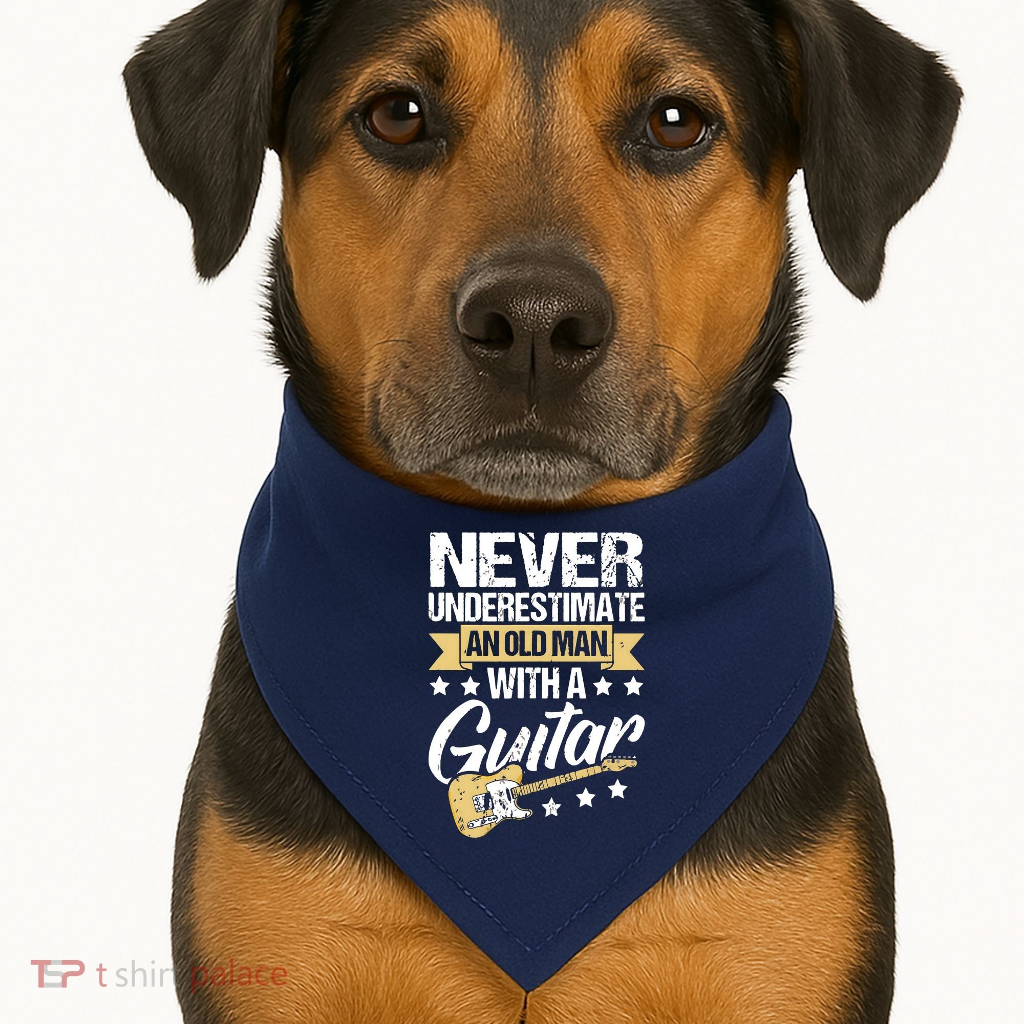 Never Underestimate An Old Man With A Guitar Guitar USA-Made Doggie Bandana
