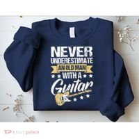 Never Underestimate An Old Man With A Guitar Guitar Sweatshirt thumb 2