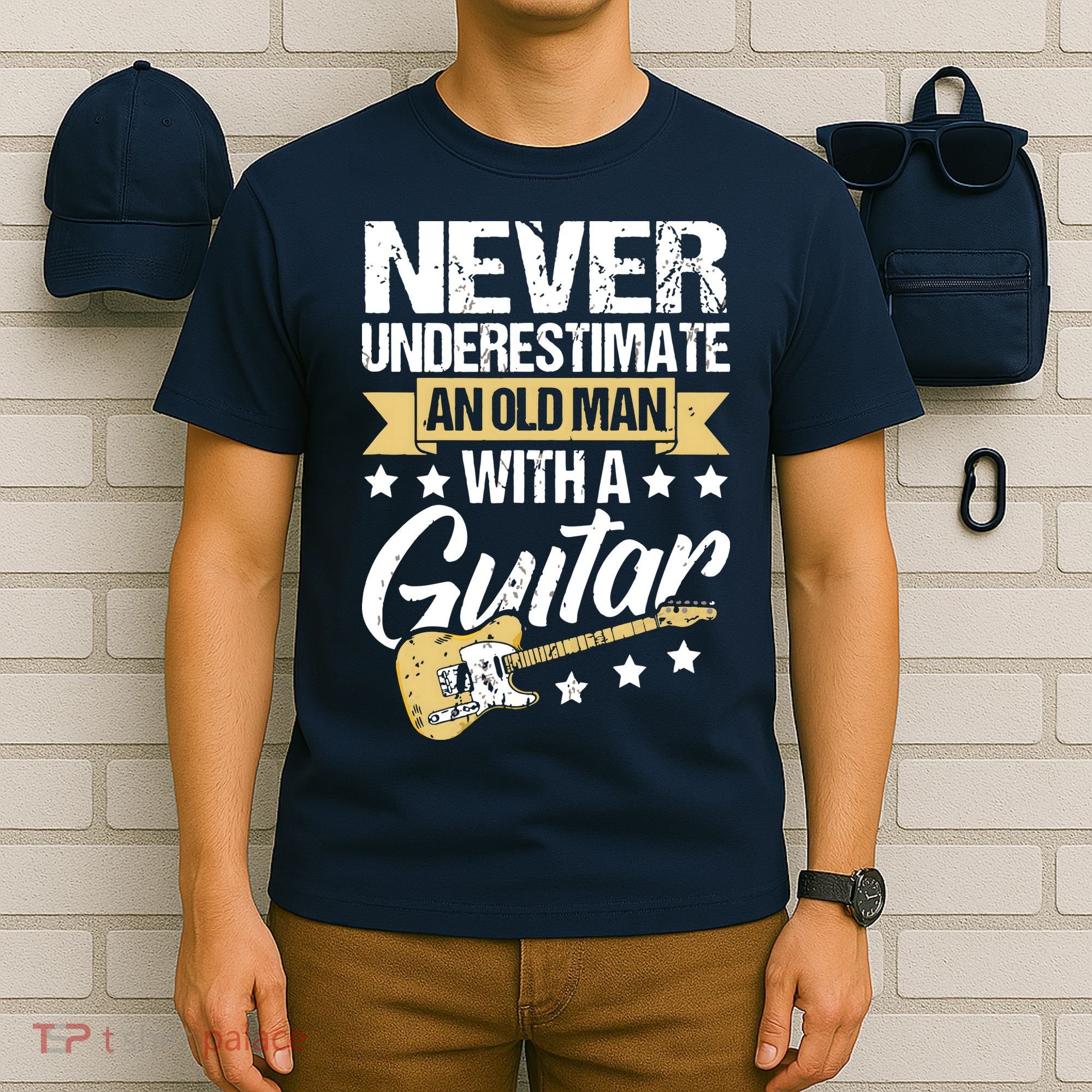 Never Underestimate An Old Man With A Guitar Guitar T-Shirt