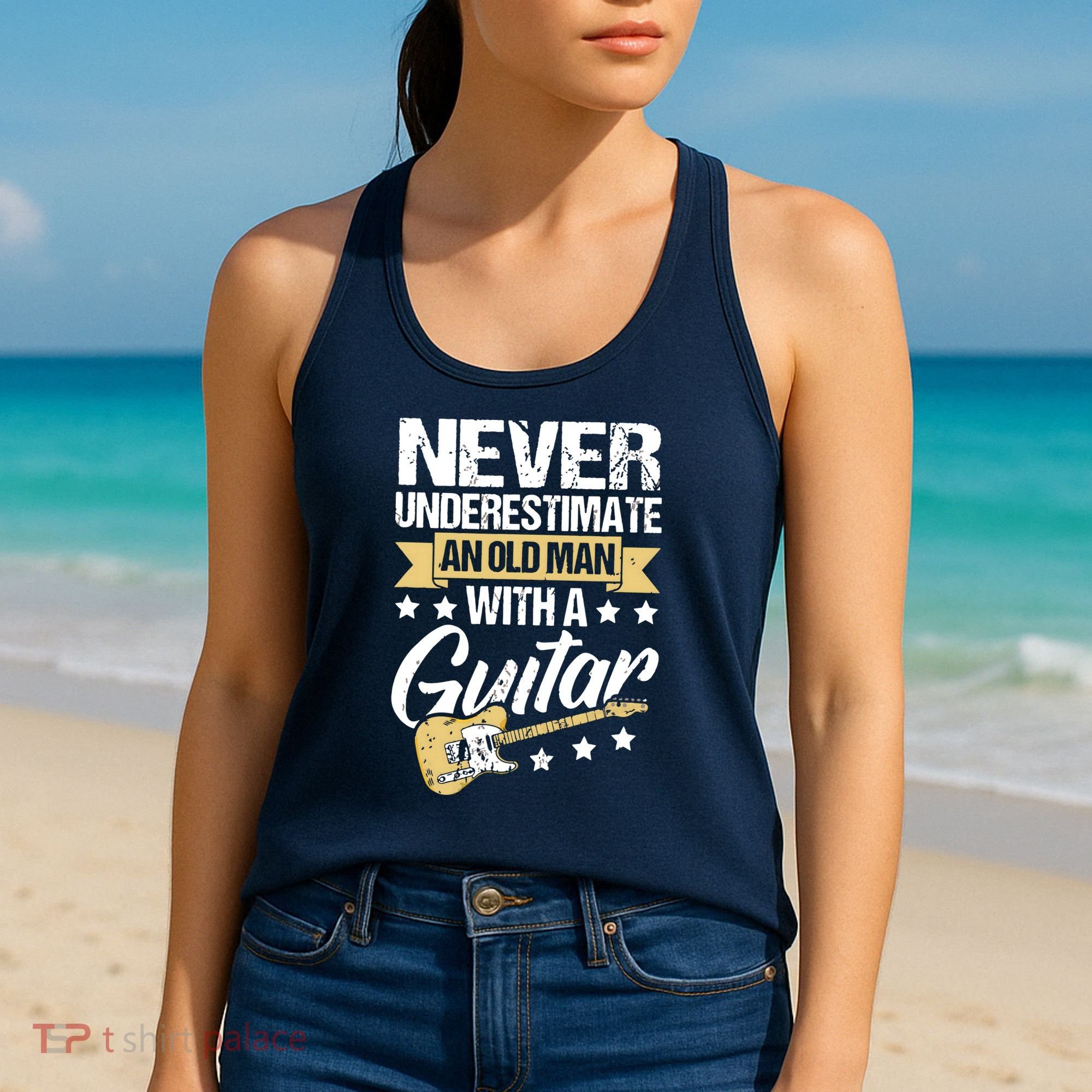 Never Underestimate An Old Man With A Guitar Guitar Women's Tank Top