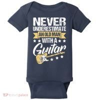 Never Underestimate An Old Man With A Guitar Guitar Baby Bodysuit thumb 0