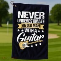 Never Underestimate An Old Man With A Guitar Guitar Golf Towel thumb 1