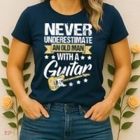 Never Underestimate An Old Man With A Guitar Guitar Women's T-Shirt thumb 2