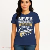 Never Underestimate An Old Man With A Guitar Guitar Women's T-Shirt thumb 4