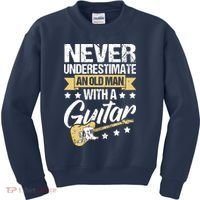 Never Underestimate An Old Man With A Guitar Guitar Kids Sweatshirt thumb 0